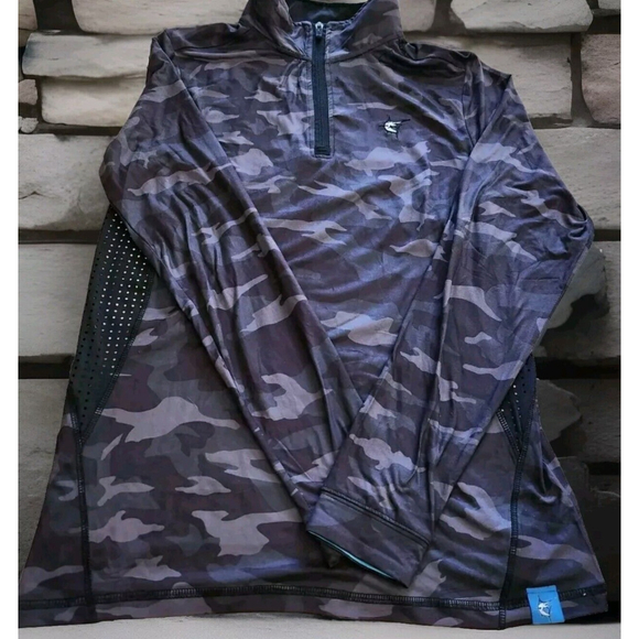 White Water Mens Fishing Shirt 1/4 Zip Small Pullover Long Sleeves Camo Logo - Picture 2 of 9